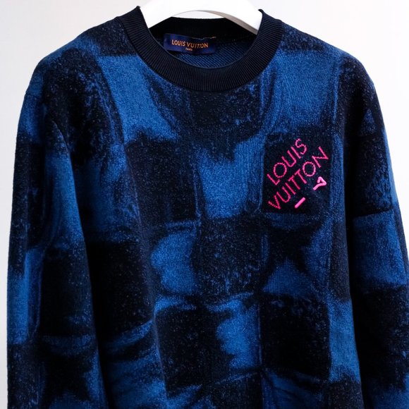 Louis Vuitton Blue Damier Salt Print Sweater - Picture 1 of 15